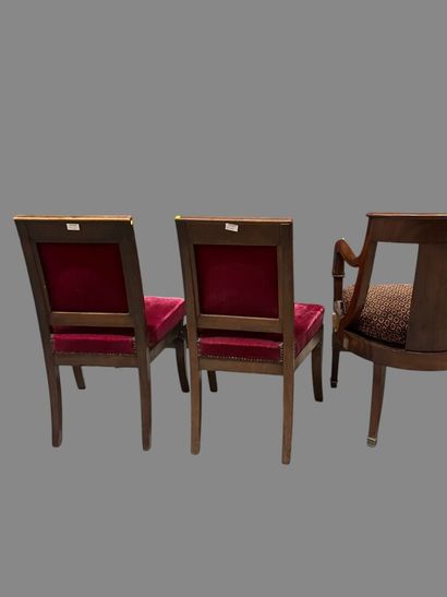 Two pairs of chairs, one with a colonette...