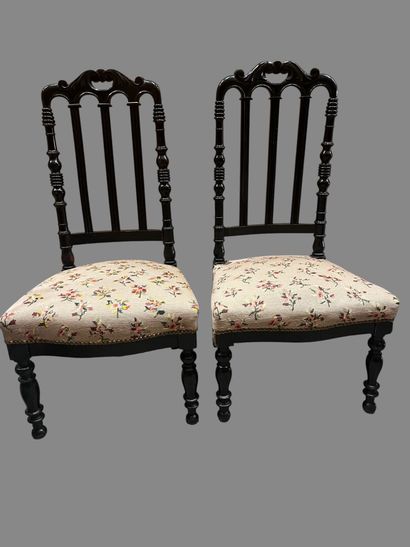 Set of five chairs including:
- Two stained...