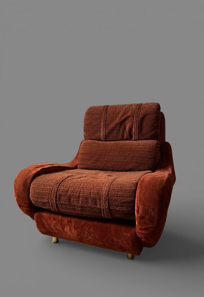 Comfortable armchair upholstered in orange...
