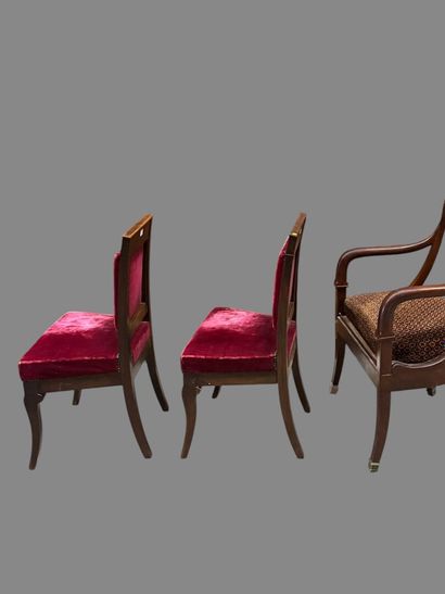 Two pairs of chairs, one with a colonette...
