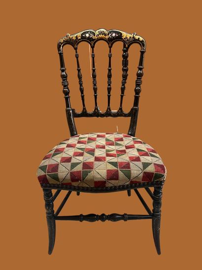 Set of five chairs including:
- Two stained...