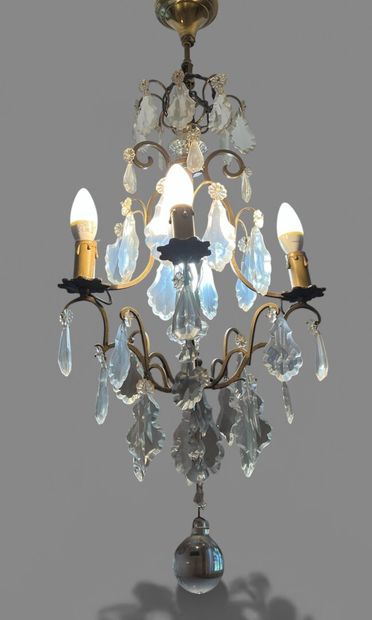 Small ormolu cage chandelier with pendants.
Louis...