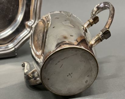 Silver-plated teapot and milk jug decorated...