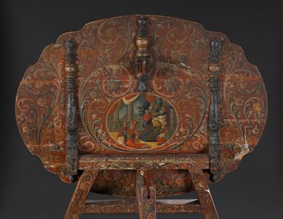 Winegrower's table, painted wood, turned...