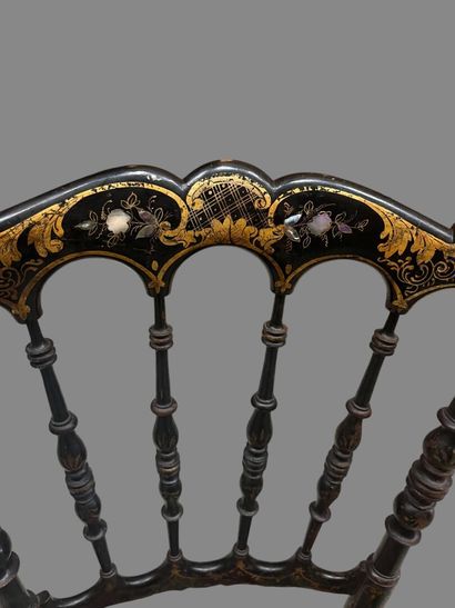 Set of five chairs including:
- Two stained...