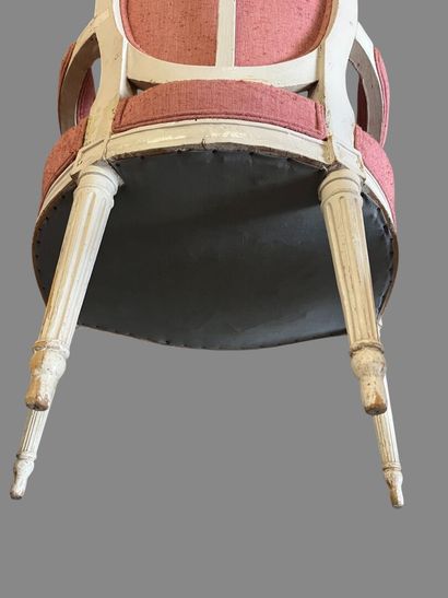 Suite of three white relacquered molded wood...