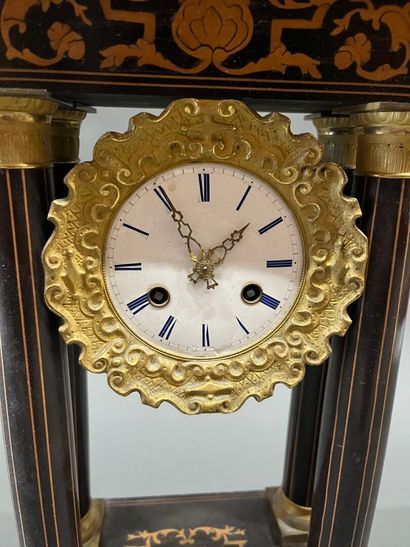 Portico clock in veneered wood with light...