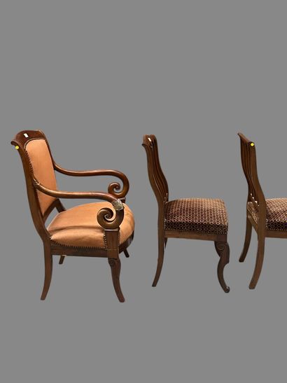 Two pairs of chairs, one with a colonette...