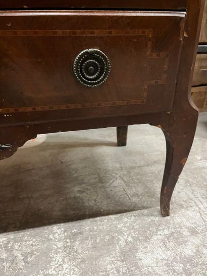 Veneered chest of drawers opening to three...