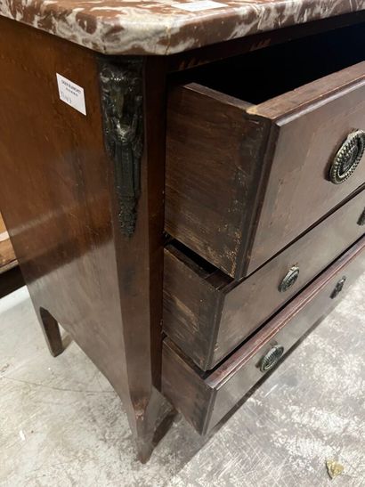 Veneered chest of drawers opening to three...