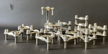 Fritz NAGEL 1948
Suite de 16 bougeoirs modulables,...