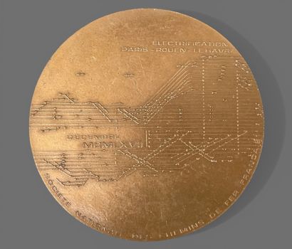 Lot de médailles en bronze dont :
-Thème...