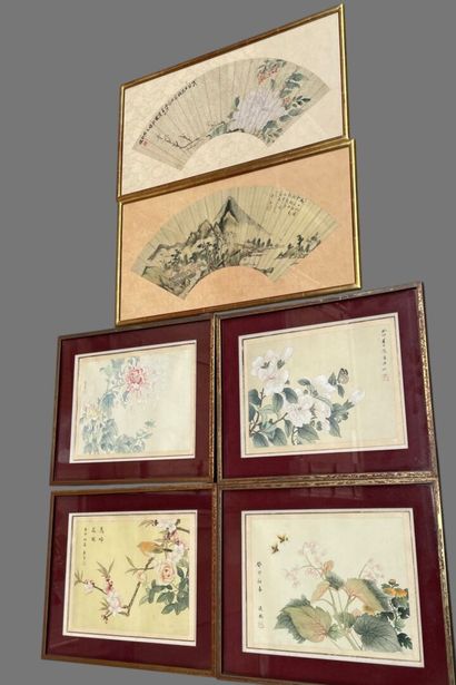CHINE, XXème siècle
Quatre peintures sur...