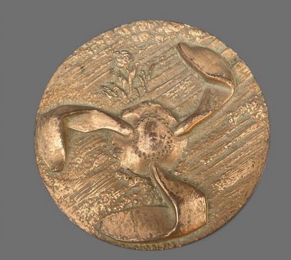 Lot de médailles en bronze dont :
-Thème...