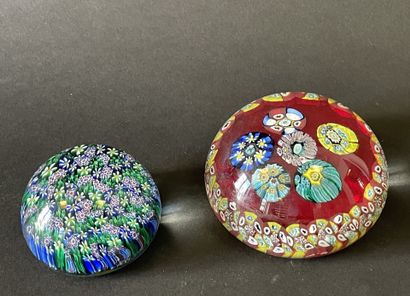 Deux sulfures millefiori en verre de Murano
Diam...