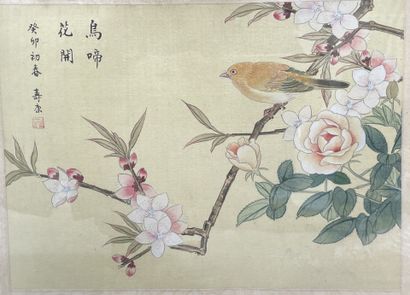 CHINE, XXème siècle
Quatre peintures sur...