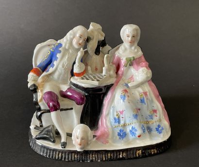 Huit groupes en porcelaine représentant des...