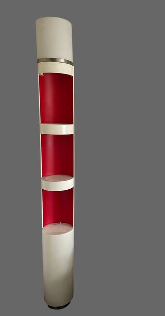 Etagère en métal laqué blanc et rouge en...