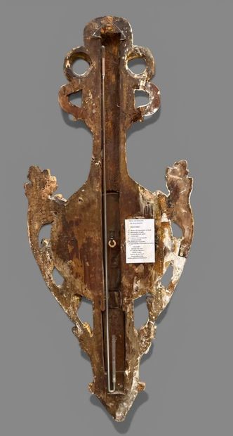 Baromètre thermomètre en bois sculpté et...