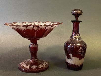 Lot de verrerie et cristal comprenant carafe...