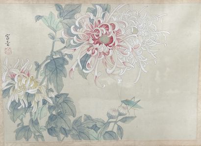 CHINE, XXème siècle
Quatre peintures sur...
