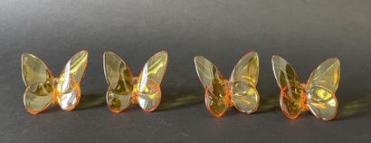 BACCARAT
Quatre papillons en cristal jaune...