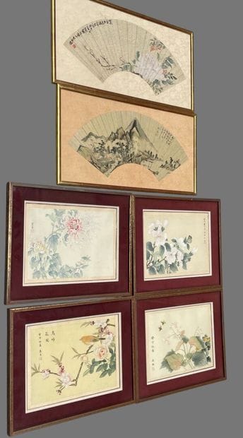 CHINE, XXème siècle
Quatre peintures sur...