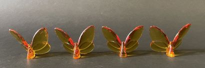 BACCARAT
Quatre papillons en cristal jaune...