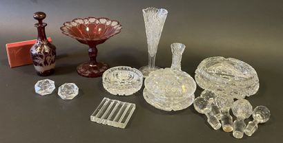 Lot de verrerie et cristal comprenant carafe...