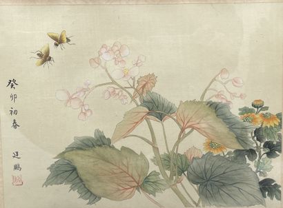 CHINE, XXème siècle
Quatre peintures sur...