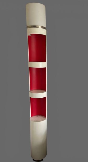 Etagère en métal laqué blanc et rouge en...