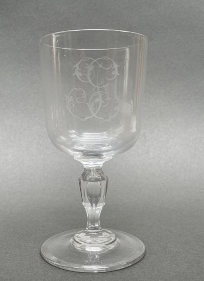 Partie de service de verres à pied en cristal,...