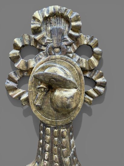 Baromètre thermomètre en bois sculpté et...
