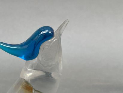 LALIQUE France
Deux oiseaux à crête bleue...