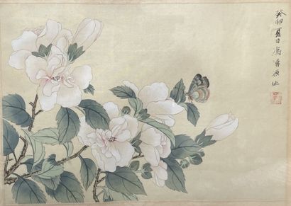 CHINE, XXème siècle
Quatre peintures sur...