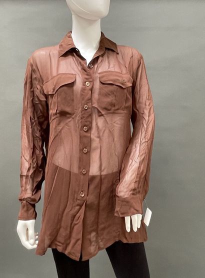 Yves SAINT LAURENT
Light brown chiffon blouse,...