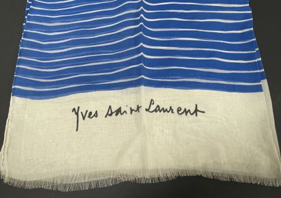 Yves SAINT LAURENT 
Ecru and blue striped...