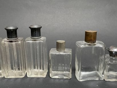 Set of glass and crystal bottles