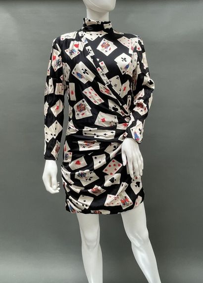 UNGARO
Short black silk satin dress with...