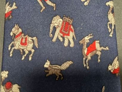 HERMES Paris
Set of five printed silk ties...