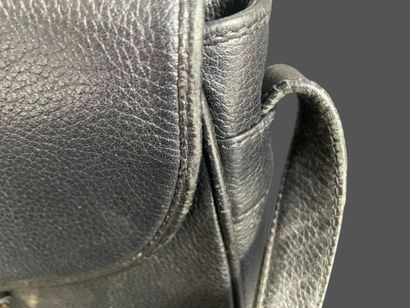 LANCEL
24 cm black grained leather bag, flap...