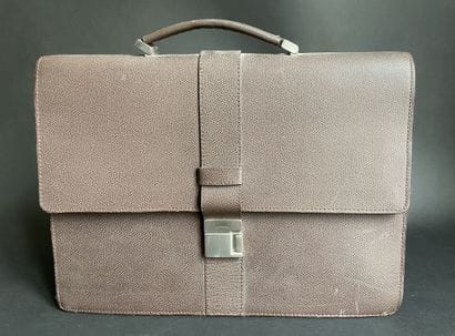 LANCEL
40 cm brown grained leather briefcase,...