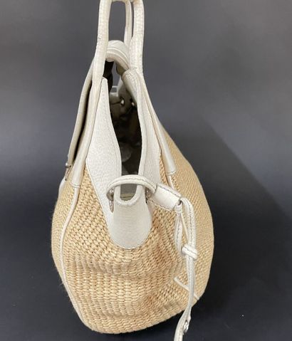 PRADA
40 cm tote bag in beige raffia, white...