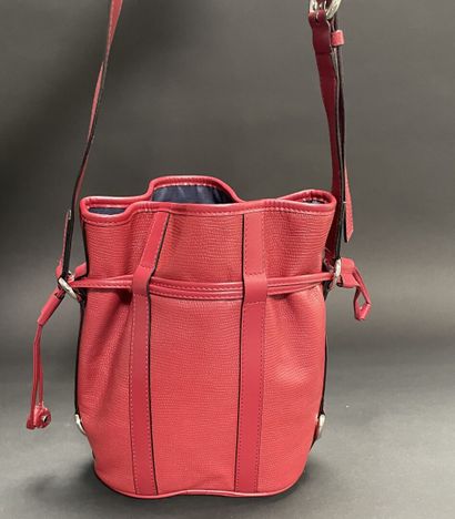 LANCEL
Red embossed leather bucket bag with...