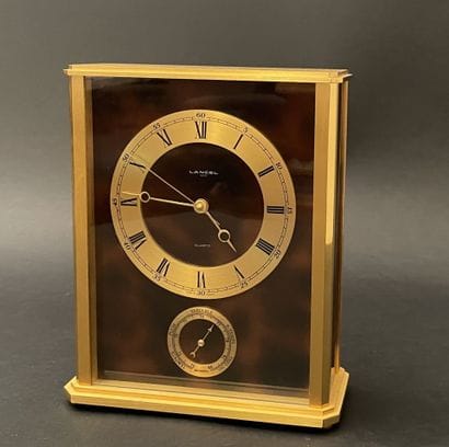 LANCEL
Barometer clock in gold-plated metal...