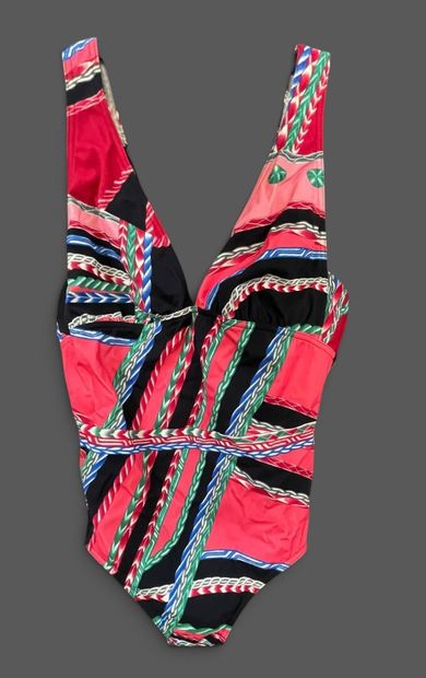 HERMES 
One-piece swimsuit with a rope print...