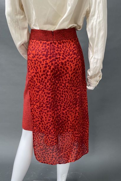 AKRYS
Red asymmetrical skirt with leopard...