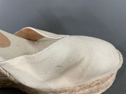 CASTANER 
Two pairs of canvas wedge espadrilles,...