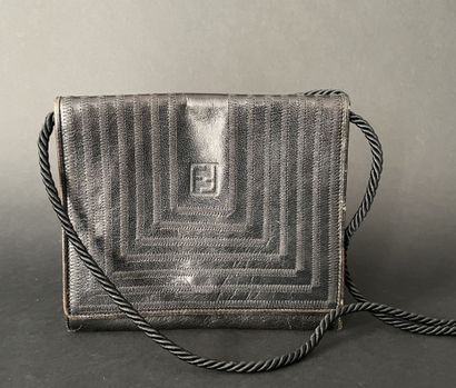FENDI 
Small flat leather bag with black...