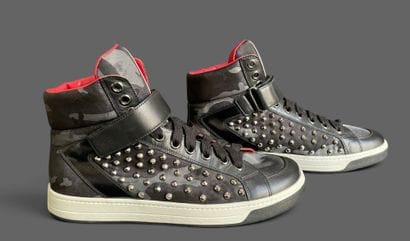 PRADA
Pair of high-top sneakers in camouflage...